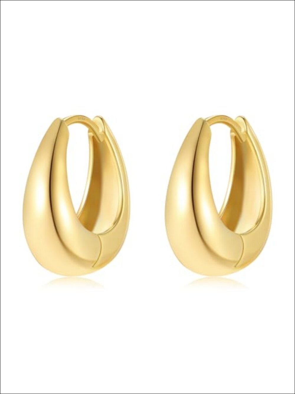 Small Chunky Hoop Earrings 14k Gold Plated Sterling Silver Teardrop Huggie